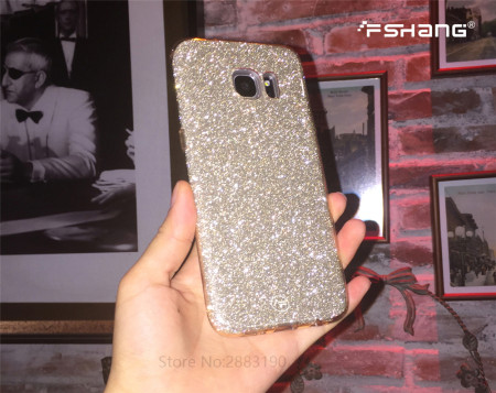 Силиконови гърбове Силиконови гърбове за Samsung Луксозен силиконов гръб ТПУ кристално прозрачен с вграден златист брокат оригинален FSHANG за Samsung Galaxy S8 G950 